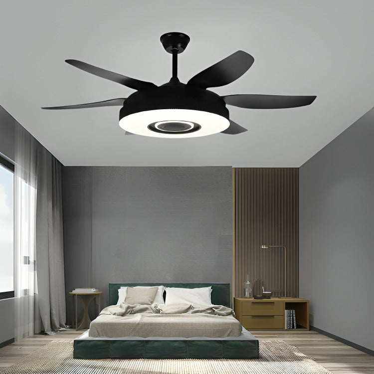 52 Inch Modern Black Ceiling Fan Chandelier